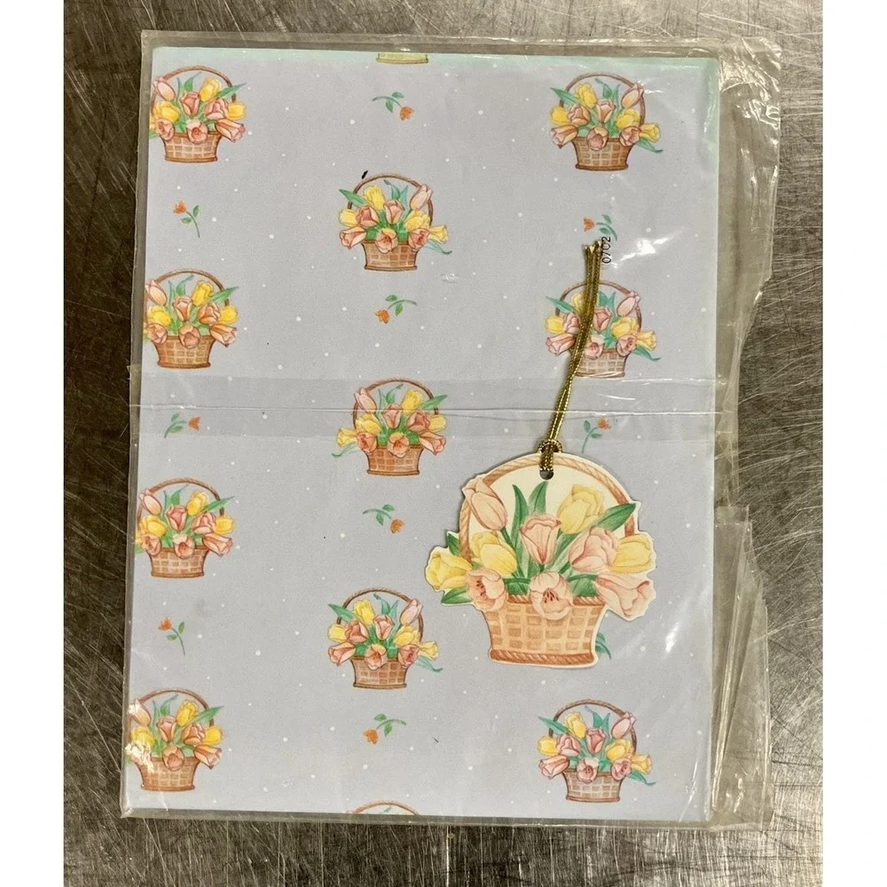 Vintage Carlton All Occasion Floral Flat Gift Wrap 4 Sheets